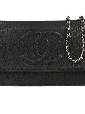 Chanel Black Calfskin Timeless WOC Wallet on Chain Shoulder Bag